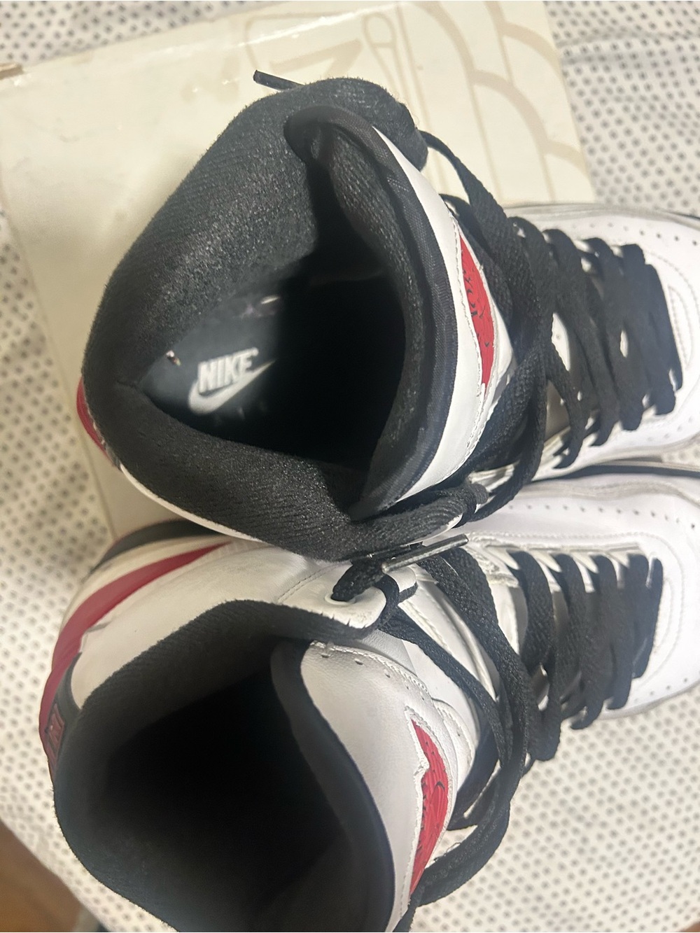 Nike Kids White Black Red High-Top Basketball Sneakers